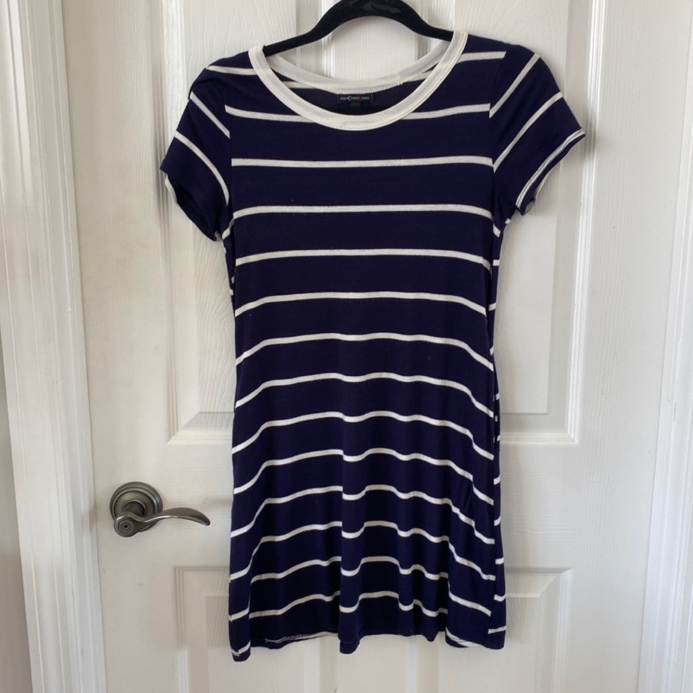 Blue and white stripped T-shirt dress